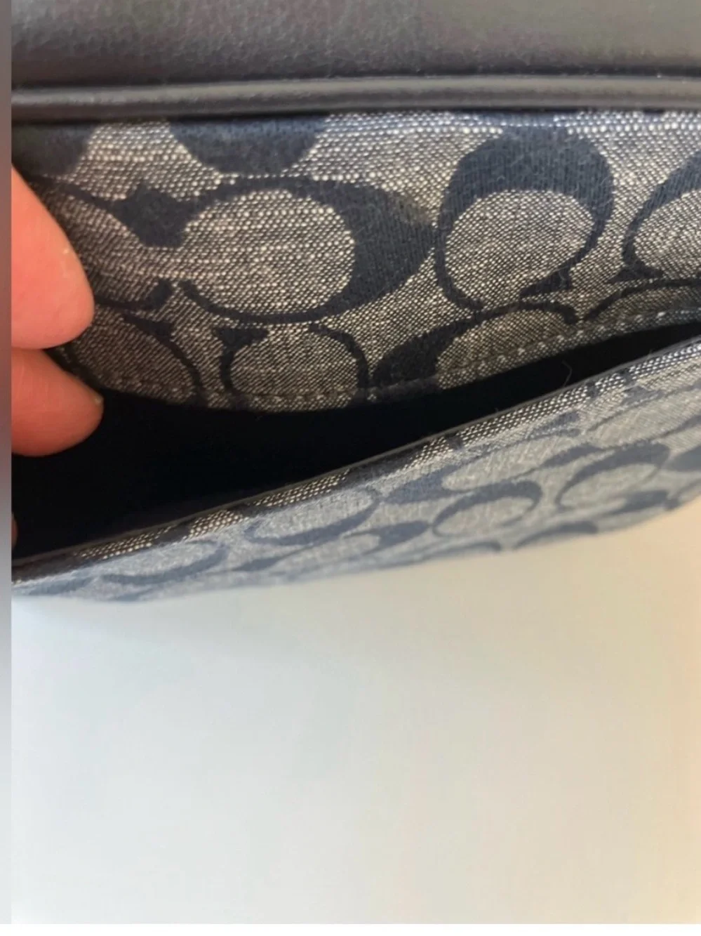 Coach Mini Camera Bag in Signature Chambray Blue and Red